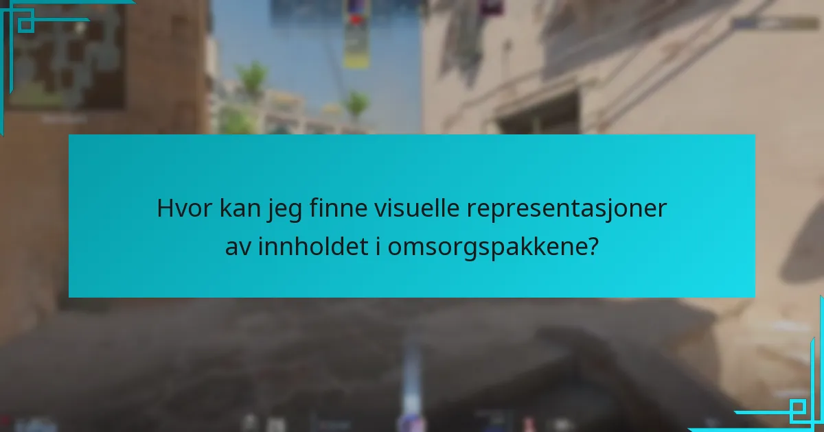 Hvor kan jeg finne visuelle representasjoner av innholdet i omsorgspakkene?